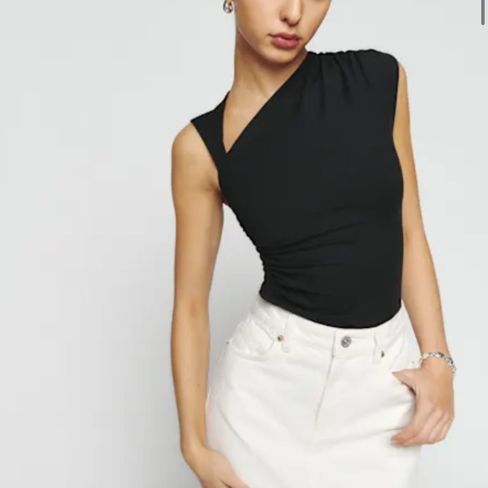 Reformation Black One-Shoulder Bodysuit